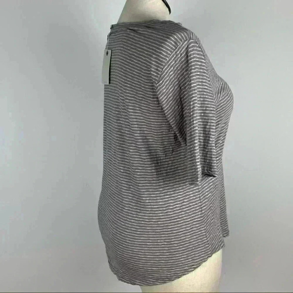 Lucky brand Womens top size L pink gray striped strawberry milk - Picture 3 of 10